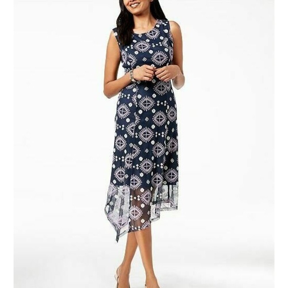 NEW Alfani Women Dress Berry Bliss Sleeveless Embroidered Uneven Hem Size 6